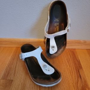 Birkenstock White Gizeh Cork Sandals, 37 Regular, Used